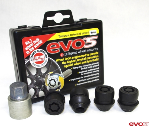 Set Of 4 Evo MK5 Black Locking Nuts