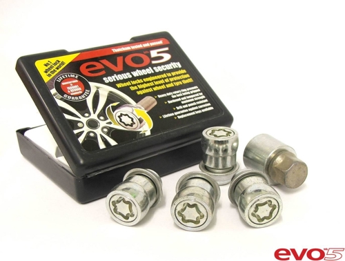 Set Of 5 Evo MK5 1/2 UNF Silver Locking Nuts