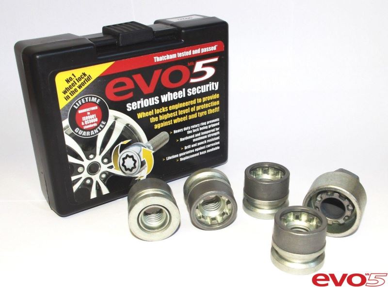 Set Of 4 Evo MK5 M14x1.5 Silver Locking Nuts
